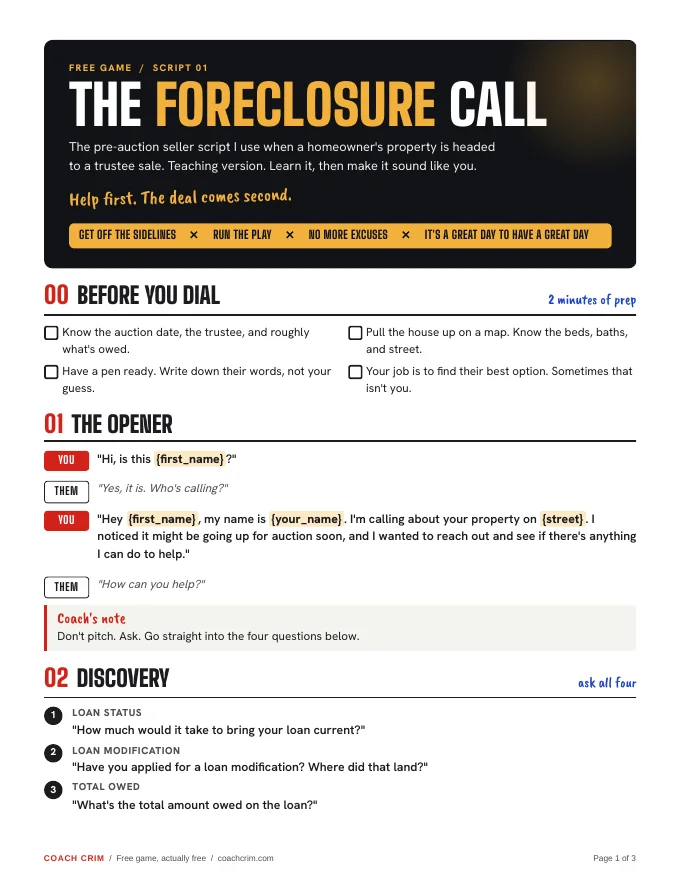 First page of The Foreclosure Call